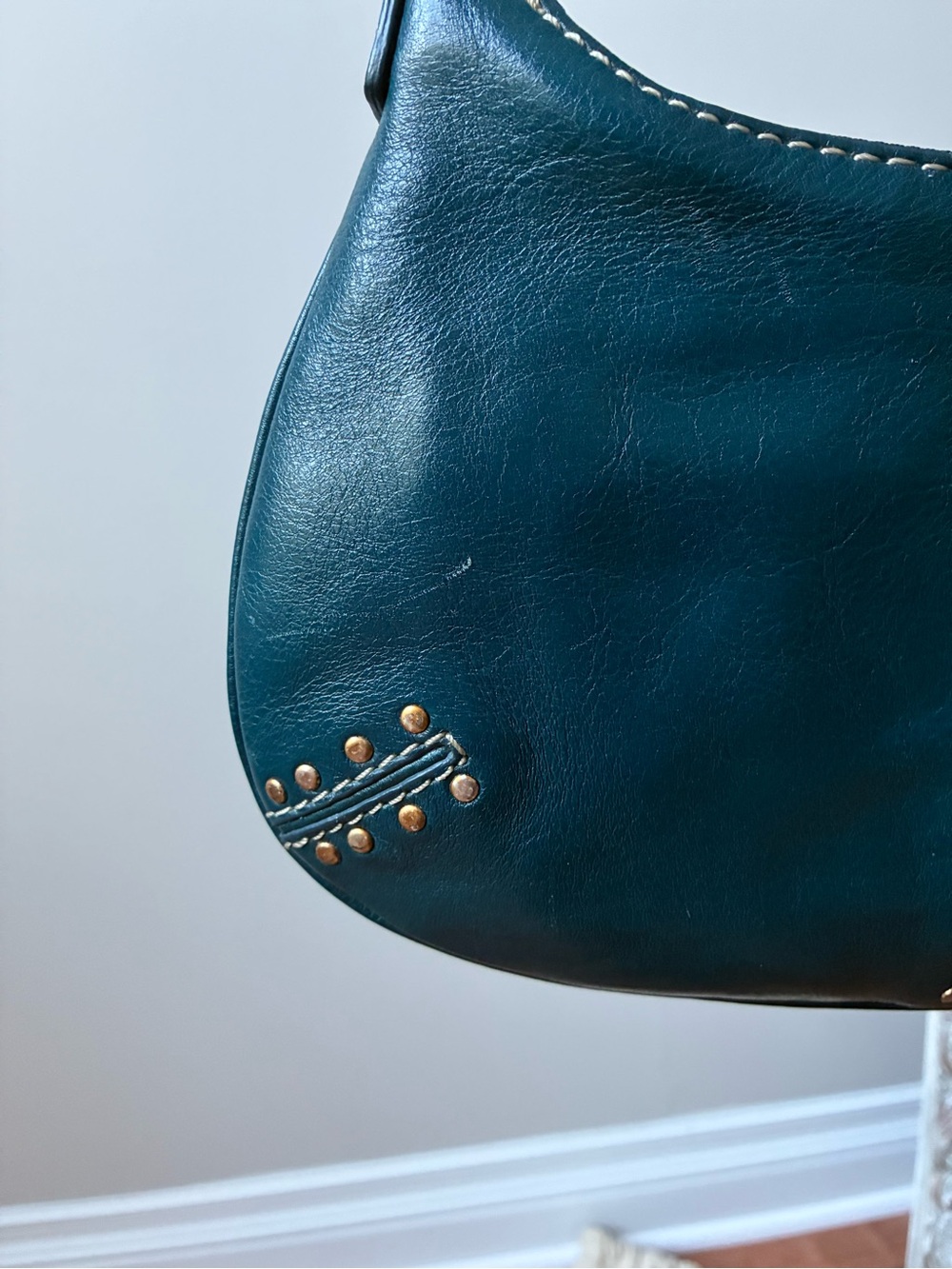 Michael Kors Astor Studded Leather Shoulder Bag, Teal, Vintage - Picture 3 of 11